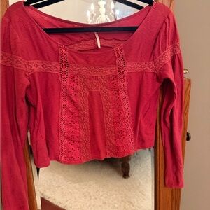 Free People Red Lace Crop Top